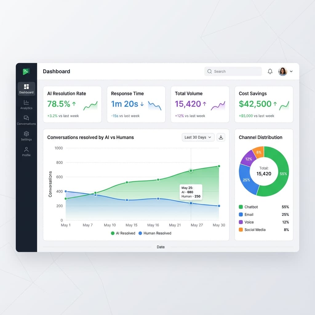 Charts and graphs showing support metrics
