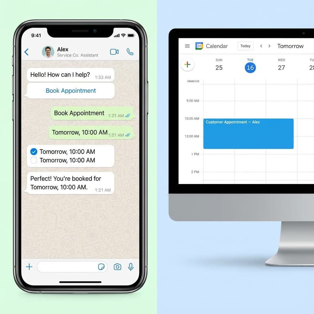 WhatsApp booking flow screenshot